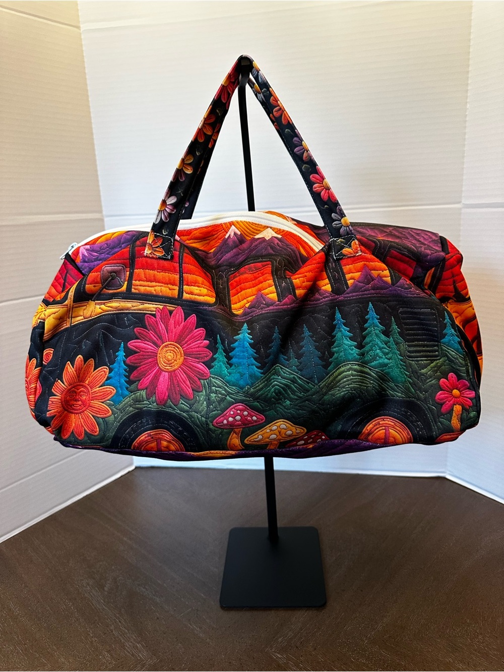 Hippie Van/ Floral Mountains Weekender Bag - Multi Colored